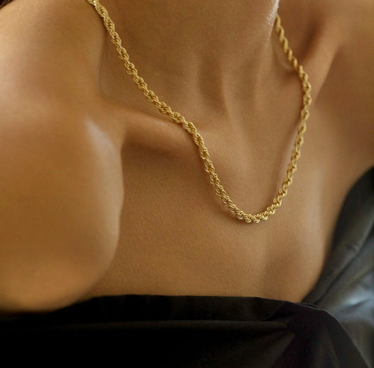 18k Gold Plated Rope Necklace